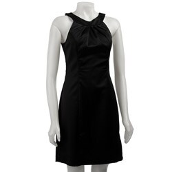 OC by Oleg Cassini Women's Black Stretch Satin Dress