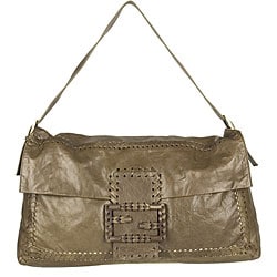 Fendi Brown Leather Large Convertible Clutch