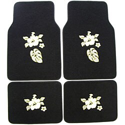 Yellow Hibiscus Flowers Car/ Truck Floor Mat Set