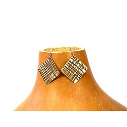 Bronze Rhombus Earrings with Silver Hook (Chile)