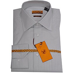 Enzo Tovare Men's Light Grey Stripe Barrel Cuff Dress Shirt