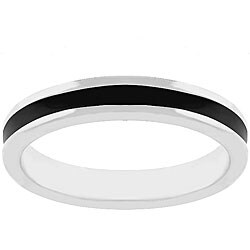 White Gold Rhodium Bonded Black Enamel Eternity Ring