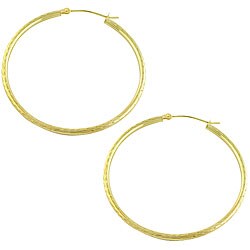14k Yellow Gold 2x41-mm Hoop Earrings