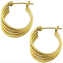 14k Yellow Gold Twisted Hoop Earrings