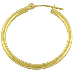 14k Yellow Gold 2x24-mm Polished Hoop Earrings