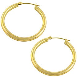 14k Yellow Gold 30mm Tube Hoop Earrings