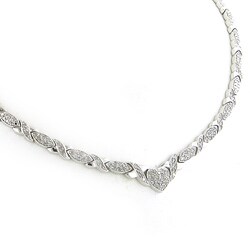 Silver 1ct TDW Diamond Hugs and Kisses Necklace (J-K, I3)