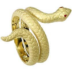 Nexte FrostedGoldtone CZ Red-eyed Snake Ring