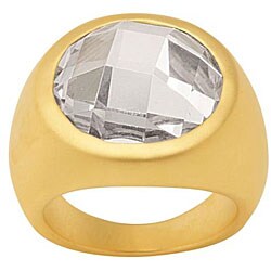 Frosted 14k Yellow Gold Overlay Chandra CZ Ring