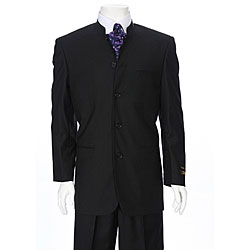 Ferrecci Men's Black Mandarin Collar Suit