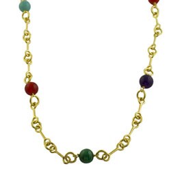18k Gold over Silver Gemstone Necklace