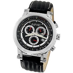 August Steiner Men's Black Strap Quartz Chronograph Watch