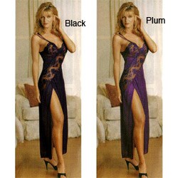 Illusions Women's Lace Side-slit Long Gown