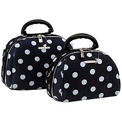 Luca Vergani 2-piece Black-dotted Cosmetic Case Set