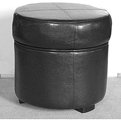 Homestyles Black Leatherette Ottoman