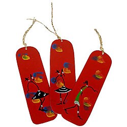Set of 3 Red Painted Tin Bookmarks (Kenya)