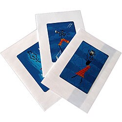Set of 3 Blue Painted Tin Greeting Cards (Kenya)