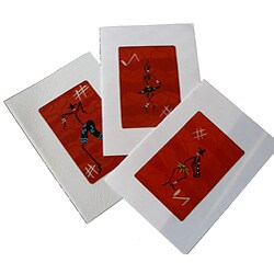 Set of 3 Red Painted Tin Greeting Cards (Kenya)