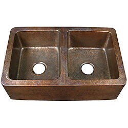 Solid Copper Double Bowl Farmhouse Sink