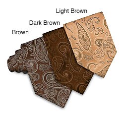 O.H.H.A. Brown Paisley Woven Silk Tie