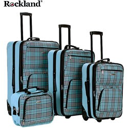 Rockland Blue Cross 4-piece Expandable Luggage Set