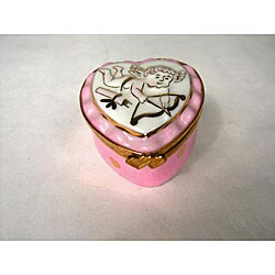 Limoges Hand-painted Cherub Heart Keepsake Box