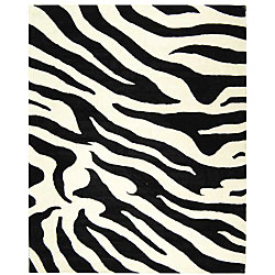 Handmade Soho Zebra Wave White/ Black New Zealand Wool Rug (7'6 x 9'6)