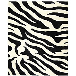 Handmade Soho Zebra Wave White/ Black N. Z. Wool Rug (8'3 x 11')