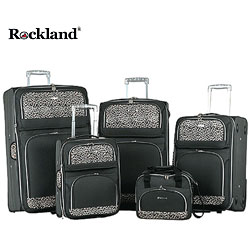 Rockland Black Leopard Print 5-piece Luggage Set