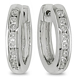14k White Gold 1/4ct TDW Diamond Hoop Earrings (IJ, I1-I2)