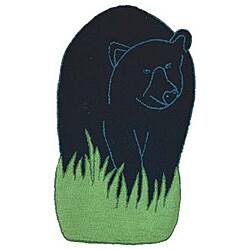 Hand-hooked Bear Country Shaped Wool Rug