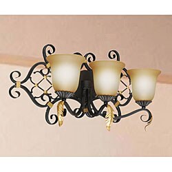 Antique Copper Glass Shade 3-light Wall Sconce