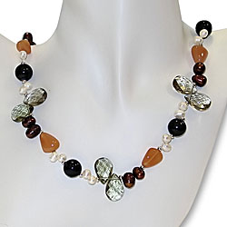Multi-gemstone and Freshwater Pearl Endless Necklace