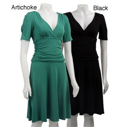 FINAL SALE Max & Cleo Women's Ruched V-neck Dress