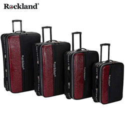 Rockland Polo Burgundy Crocodile 4-piece Luggage Set