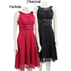 Connected Apparel Women's Sleeveless Chiffon Dress