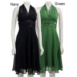 Connected Apparel Women's Chiffon Halter Dress