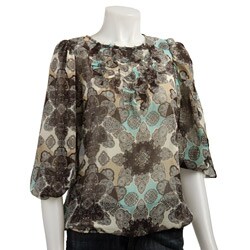 BCBGeneration Women's Petal Sleeve Bohemian Blouse