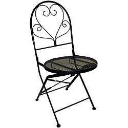 Black Round Seat Heart-top Folding Chairs (Set of 2)