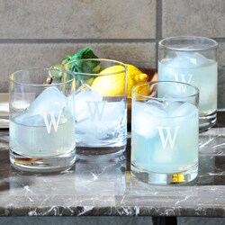 Custom Engraved Low-Ball Drinking Glasses (Set of 4)
