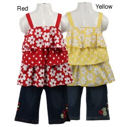 Coney Island Girl's 2-piece Flower Tunic and Jeans Set