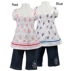 Coney Island Girl's Flower and Stripe Tunic Outfit