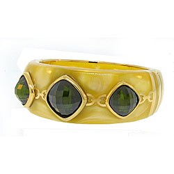 18k Goldplated Yellow Resin Green CZ Bangle