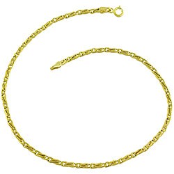 14k yellow gold 2.2mm flat link 10-in anklet