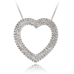 Sterling Silver 1ct TDW Diamond Heart Necklace (I-J, I3)