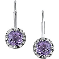 10k White Gold Amethyst and Diamond Earrings