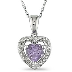 10k Gold Diamond and Amethyst Heart Necklace