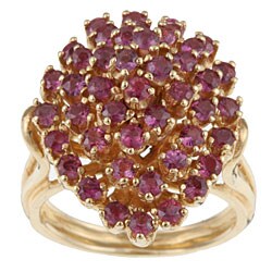 14k Yellow Gold Ruby Estate Cluster Ring (Size 6)