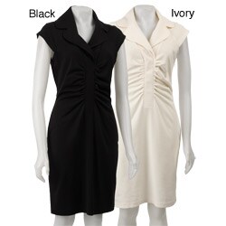 K Studio Women's Cap Sleeve Collared Ponte Dress