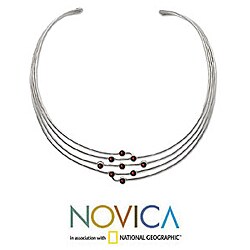 Sterling Silver and Garnet 'Galaxy' Choker (Indonesia)